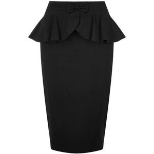 Collectif Black Peplum Pencil Skirt